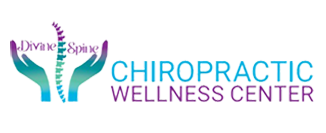 Stylized chiropractic logo showing a multicolored spinal column centered between two raised hands